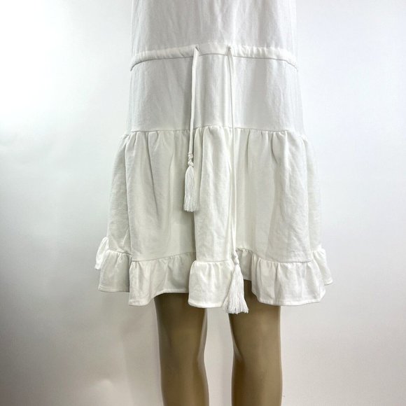 Sundays Larissa Dress Size L White Sleeveless Ruffled Drawstring Anthropologie - Picture 5 of 11